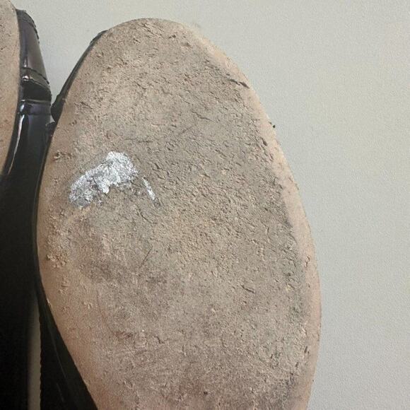 Stuart Weitzman Patent Leather Sling Back Flats Women's 8 Black Petrol Patent - Picture 12 of 12